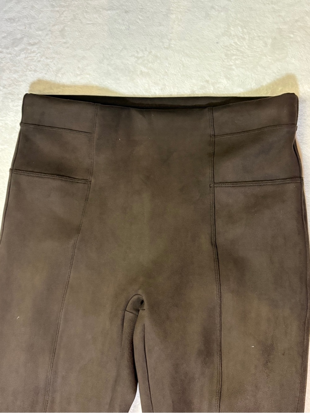 EUC SPANX Faux Suede Leggings/. Chocolate Brown